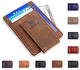 Money Clip Front Pocket Wallet Slim Minimalist RFID Blocking Leather Wallet with Strong Magnets