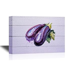 Canvas Wall Art - Watercolor Painting of Eggplants - Gallery Wrap Modern Home Art | Ready to Hang - 12x18 inches