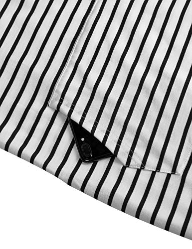 image for Kimmery Striped Dresses for Women, Knee Length Kangaroo Pocket White A