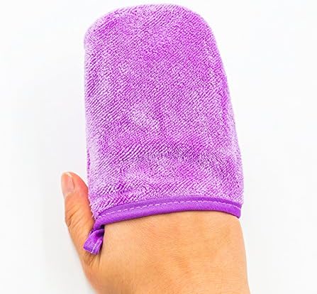 New Reusable Microfiber Facial Cloth Face Towel Makeup Remover Cleansing Glove Tool (Purple)