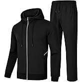 Rdruko Men's Track Suits Sweatsuits Hooded 2 Piece Set Full Zip Running Jogging Sweat Track Suit with Zipper Pockets