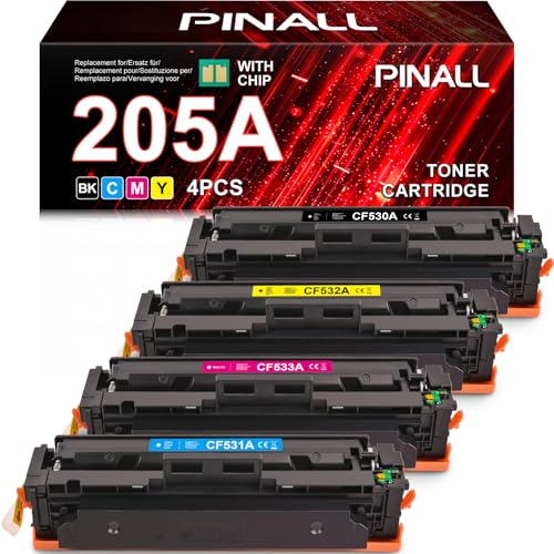 PINALL 205A Toner Compatible for HP 205A CF530A CF531A CF532A CF533A for HP Color Laserjet Pro MFP M181fw M180n M180nw M154a M154nw (Black Cyan Yellow Magenta, Pack of 4)