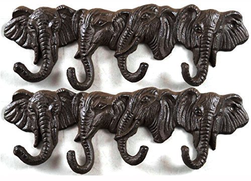 Iron Elephant Key Rack By Upper Deck. Ten Inches Wide By 3 Inches High By 1 Inch in Length. Set of 2