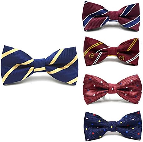 Fter Adjustable Boys Bow Tie 5 Pack Wedding Dress up Satin Toddler Bowties Various Designs(D)