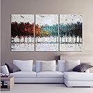 Gardenia Art Colorful Forest Abstract Art 100% Hand Painted Contemporary Oil Paintings,Modern Artwork Wall Art for Room Decoration,3 Pcs/Set,16x24 inch,Framed and Stretched