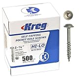 Kreg SML-HL125-500ct Pocket Hole Screws 1-1/4-Inch #7 Hi-Lo Washer-Head #2 Square Drive