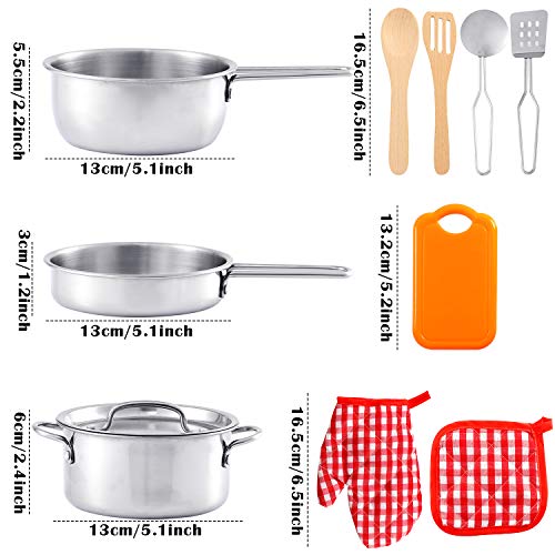 Toyssa Kitchen Pretend Play Accessories Toys with Stainless Steel Cookware Pots and Pans, Cooking Utensils, Cutting Play Food Set Learning Gifts for Kids Boys Girls - Thumbnail 6