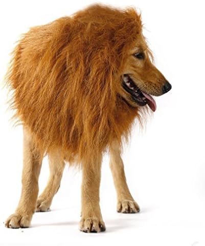 Kakasogo 2017 New Brown Lion Mane for Medium or Large Dog Party Club Halloween Christmas Festival Pet Decor Gift Supplies Hair Head Tool Set Adjustable Size Fit more King Dogs