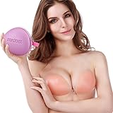 Komene Strapless Self Adhesive Silicone Push-up Pink Bra 2017 New