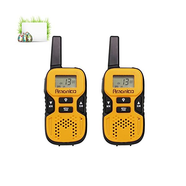 Amanico-Kids-Walkie-Talkies-22-Channel-FRSGMRS-2-Way-Radio-2-miles-up-to-37-Miles-UHF-Handheld-Smart-Mini-Size-33-In-Length-for-girls-boys-Kids-Children-Teens-1-Pair-Orange