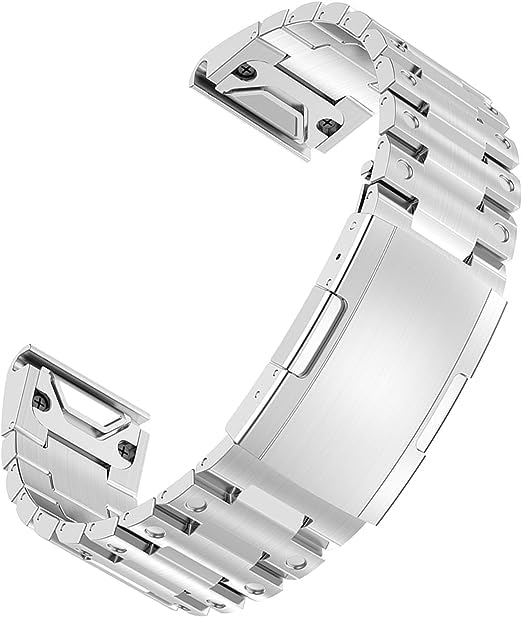 Miimall Metal Strap for Garmin Forerunner 965/955/945/935, 22mm Quick Fit Watch Strap, Stainless Steel Adjustable Replacement Wristband for Garmin instinct 2/instinct/Fenix 7/7 Pro/6/6 Pro-Silver