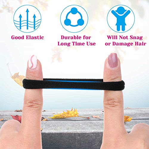 image for Anezus 50 Pcs Thick Black Hair Ties Large Elastics Bulk Hair Ties Stre