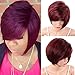 KRSI Short Pixie Cut Straight Bob Synthetic Wigs for Women Heat Resistant Costume African American Wigs with Bangs Natural Black Full Wigs That Look Real+Free Wig Cap