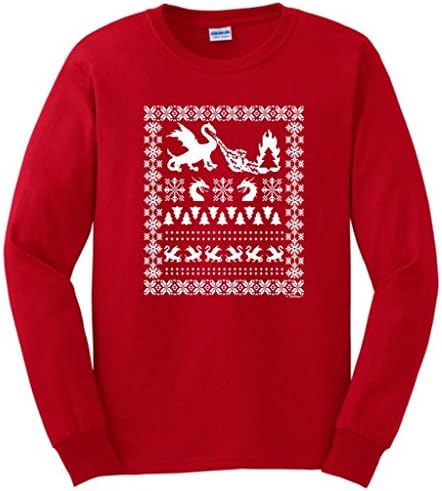 Ugly Christmas Sweater with Dragons Long Sleeve T-Shirt