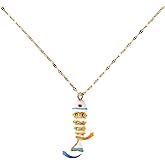 Mikovivi Fish Pendant Necklace, Stylish Dainty Women Necklace with Fish Charm Colorful Summer Boho Style Jewelry Accessories for Mothers Wife Friends