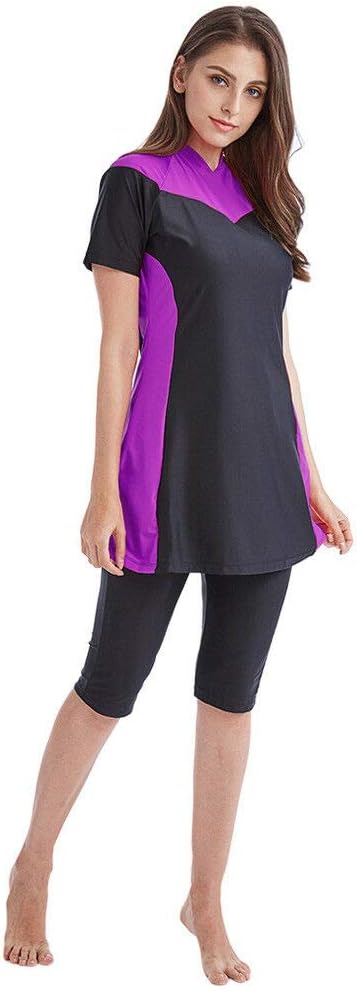 Xinvision Women Muslim Swimsuit Modest Swimwear Beachwear Burkini Short Sleeve