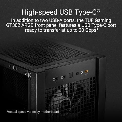 TUF GAMING GT302 TG ARGB BLK, Case Gaming E-ATX Nero, Vetro Temperato