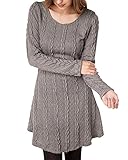 HAPEE Women's Crewneck Knitted Long Sleeve Sweater Dress,Gray,Large