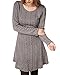 HAPEE Women's Crewneck Knitted Long Sleeve Sweater Dress,Gray,Large