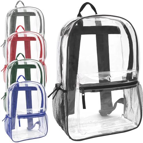 Bulk Clear Backpacks Wholesale for School 24 Pack Clear Backpacks for Boys, Girls, School, Stadium, Travel (Assorted Colors Pack)