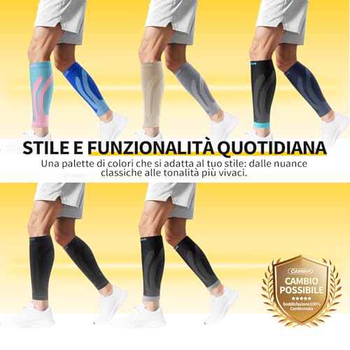 CAMBIVO 2 Pairs Compression Calf Compression Socks for Running, Fitness, Sports, Football, Cycling, Circulation, Varicose Veins