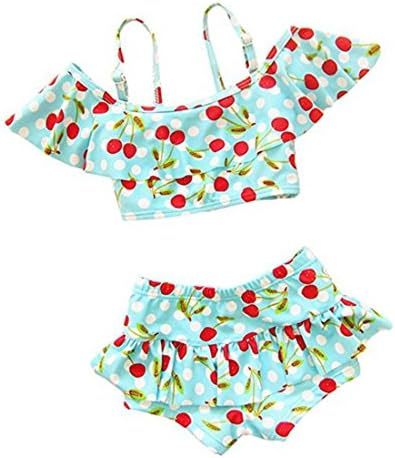 Luckyauction Little Girls 2 Pieces Cherry Pattern Tankinis Swimear Swimsuit Bikini Set 2-8 Years