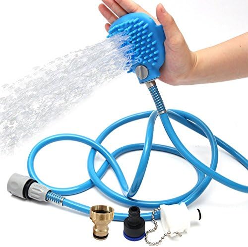 Pet Shower Sprayer, YSKWA Pet Bathing Tool for Dog Combines Bathe,Shampoo,Massage with 7.5 Foot Hose and 3 Hose Adapters,Indoor and Outdoor Use