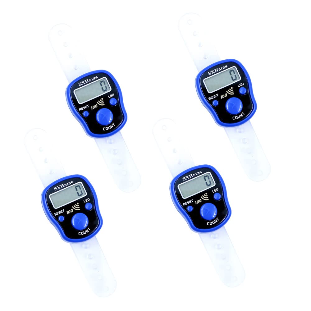 DollaTek 4Pcs Mini Stitch Marker Row Finger Counter LCD Display Electronic Digital Counter