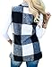 Yanekop Womens Lapel Sleeveless Open Front Hem Plaid Vest Cardigan Jacket With Pockets