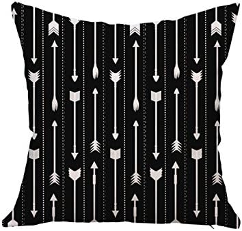 Selcet Retro feather Arrows Linen Decorative Square Throw Pillow Case Cushion Cover for Couch Home Sofa 18 x 18 Inch Black