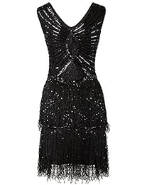 Vijiv 1920s estilo inspirado Charleston lentejuelas capa borla cóctel vestido de flecos