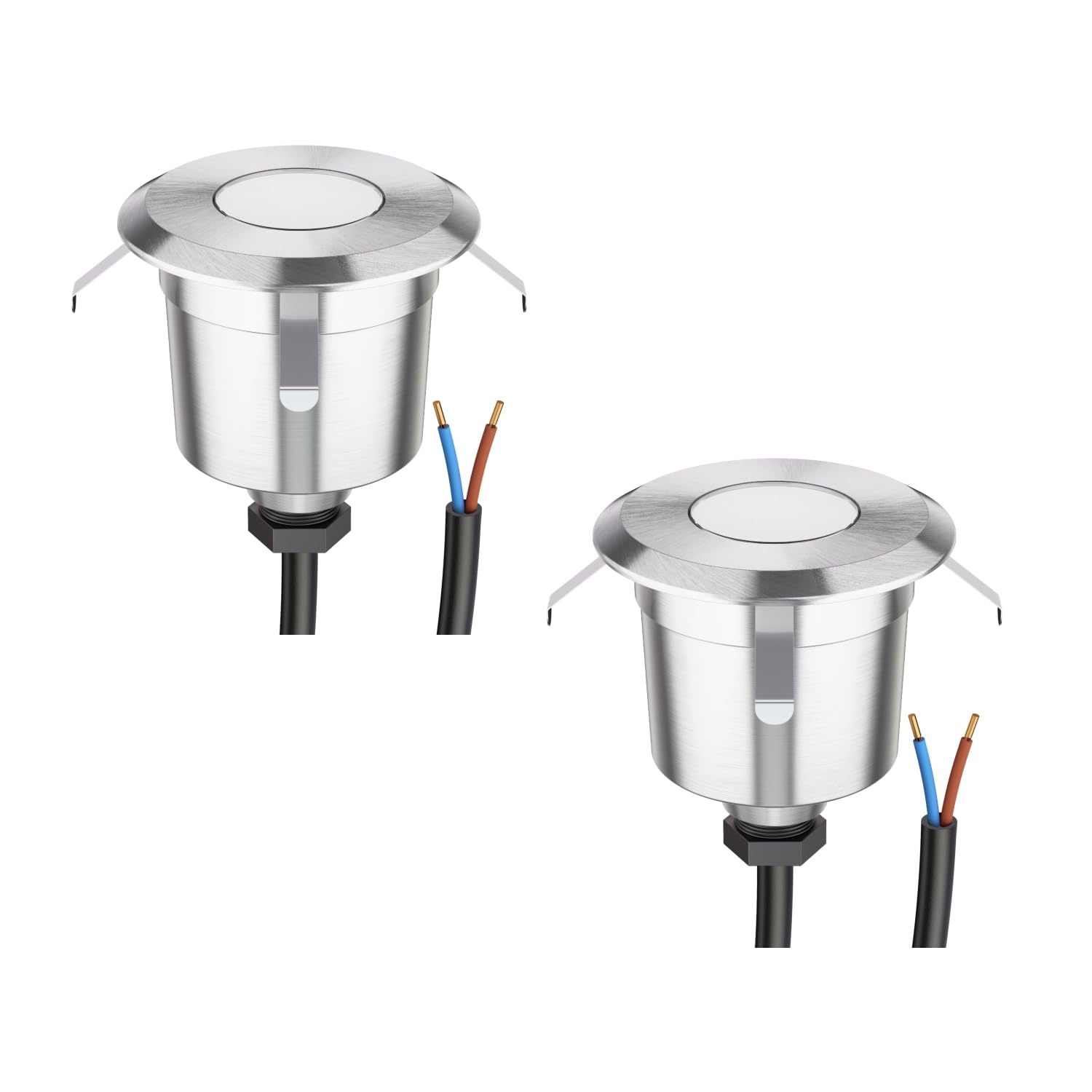 ledscom.de 2 LED recessed Floor Light AGENA for Outdoors, IP65, Stainless Steel, Round, 60mm Ø, Warm White — image 1