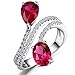 Caperci Sterling Silver Bypass Cubic Zirconia and Created Ruby Ring