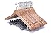 JS HANGER Solid Natural Finish Wooden Suit Hangers with Anti-Rust Pant Clips, 20 Pack