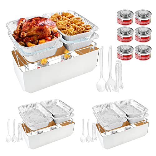 Restlrious Chafing Dish Buffet Set Disposable Full Size Aluminum Buffet Serving Kit, 3 Pack of