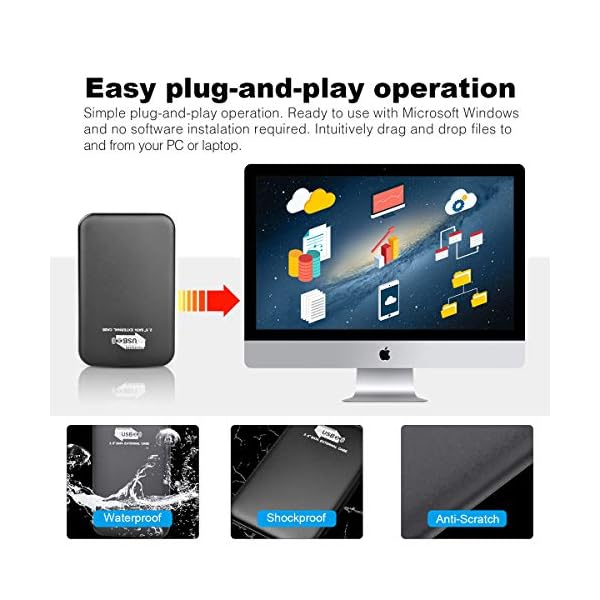 Externe Festplatte 2tb,USB 3.0 Tragbare Festplatte extern für PC, Mac, Desktop, Laptop, MacBook, Chromebook (2tb… – Bild 7