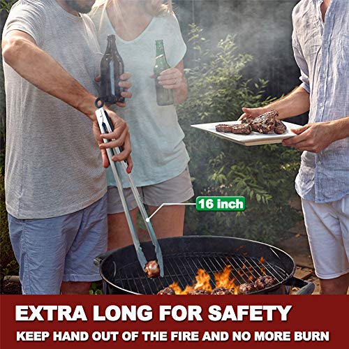 Walfos Premium Sturdy Tongs for BBQ and Grill - 16 & 12 Inch Food Grade Stainless Steel Locking Tongs for Cooking, Kitchen & Barbecue- Set of 2 - Thumbnail 3
