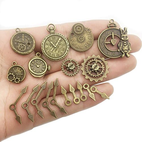 YoudiylaUK 30 pcs Mixed Antique Bronze Watch Clock Face Gear Steam Punk time charms pendants DIY Necklace Bracelet Pendants for Jewelry Making M71 - Image 5