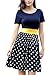 Miusol Women's Casual Scoop Neck Polka Dot Contrast Slim Party Dress
