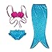 3Pcs Mermaid Tail for Baby Girls Swimming Mermaid Bathing Suits Swimsuit Bikini Set 3-12 Years