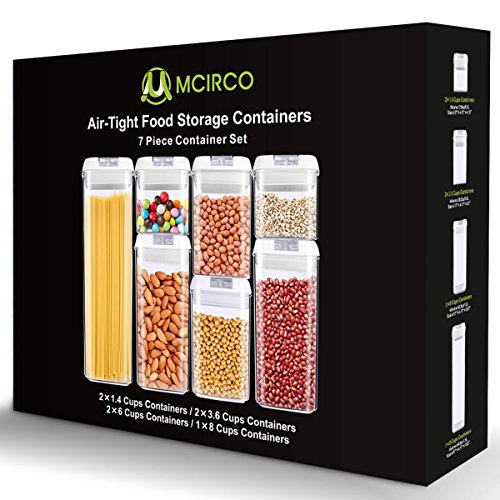 Air-Tight Food Storage Container Set - MCIRCO 7 Pieces Set Food Container with Bonus 20pcs Chalkboard Labels - Durable Plastic BPA Free - Easy Lock Lids to Keep Food Fresh - Thumbnail 6