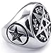 KONOV Mens Stainless Steel Ring, Vintage Pentagram, Black Silver
