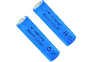 AFSONGOO 3.7 Volt 2 Packs Flat Top Rechargeable Batteries 3000mAh for Flashlights, Headlamps, Doorbells, RC Cars (Blue)