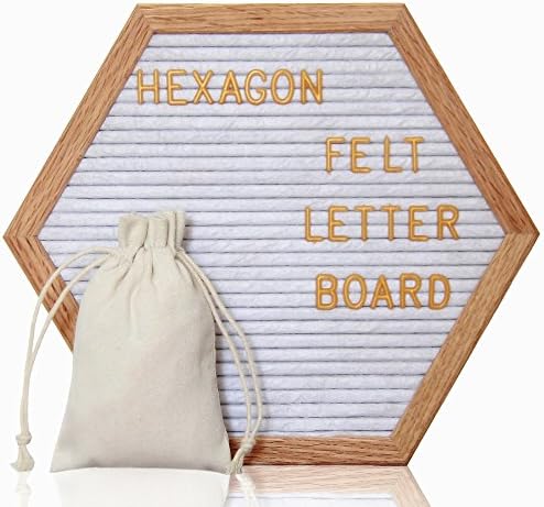 Letter Board White Felt Letter Board 12 x 12 Inches Changeable Letter Board with 290 Gold Letters, Premium Oak Wood Frame, Free Canvas Bag and Sawtooth Hanger Hook VAG024WH