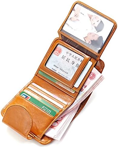 Classic Vintage Genuine Leather Wallet Short For Women Light Brown