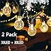 Solar String Lights 2-Pack 30 LED 19.8ft Globe Outdoor Waterproof Crystal Ball Christmas Decoration Lights Solar Patio Lights Decorative for Xmas Tree Garden Home Lawn Wedding Party Holiday