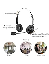 Arama Corded Telephone Auricular binaural con micrófono y Control de volumen cancelación para Mitel MiVoice Plantronics Allworx AltiGen Digium Avaya Aastra Adtran Alcatel Lucent Comdial (a200 dm1)