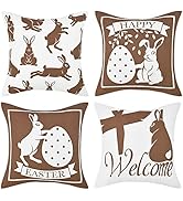 VERTKREA Easter Pillow Covers 18x18 Set of 4 Easter Decorations for Spring Farmhouse Pillows East...