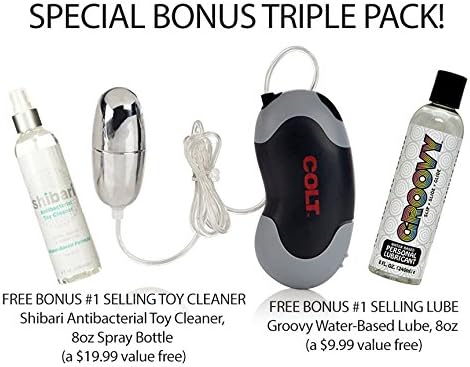 California Exotics Colt Xtreme Turbo Bullet &amp; Groovy Personal Lubricant COMBO with FREE TOP SELLING Shibari Antibacterial Toy Cleaner (a $19.99 FREE value)