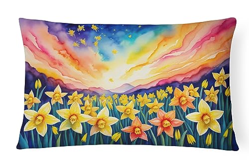 Caroline's Treasures DAC1425PW1216 Daffodils in Color Fabric Decorative Pillow…
